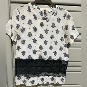 Sandro silk and lace T-shirt